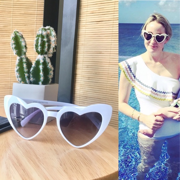 White Heart Shaped Sunglasses - Picture 1 of 8